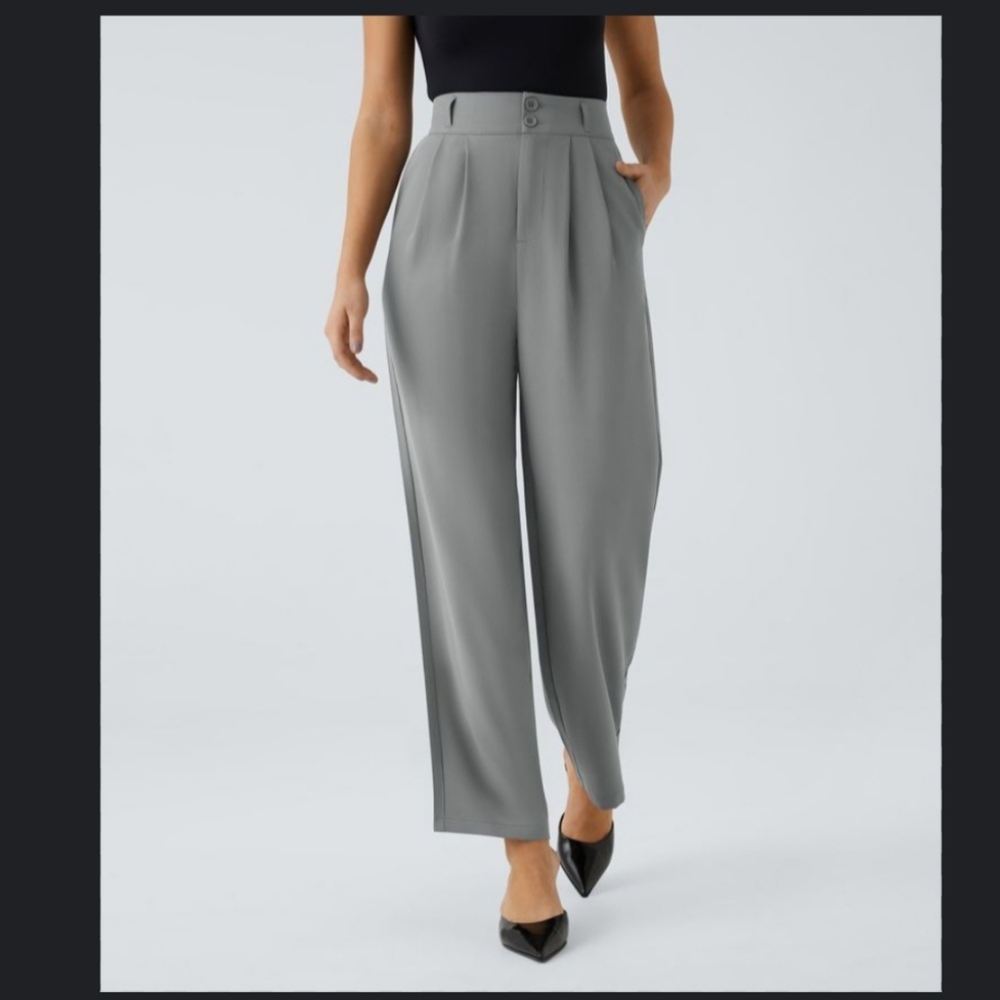 New Halara High Waisted Pleat Straight Office Career Pants Sz M grey Mockingbird